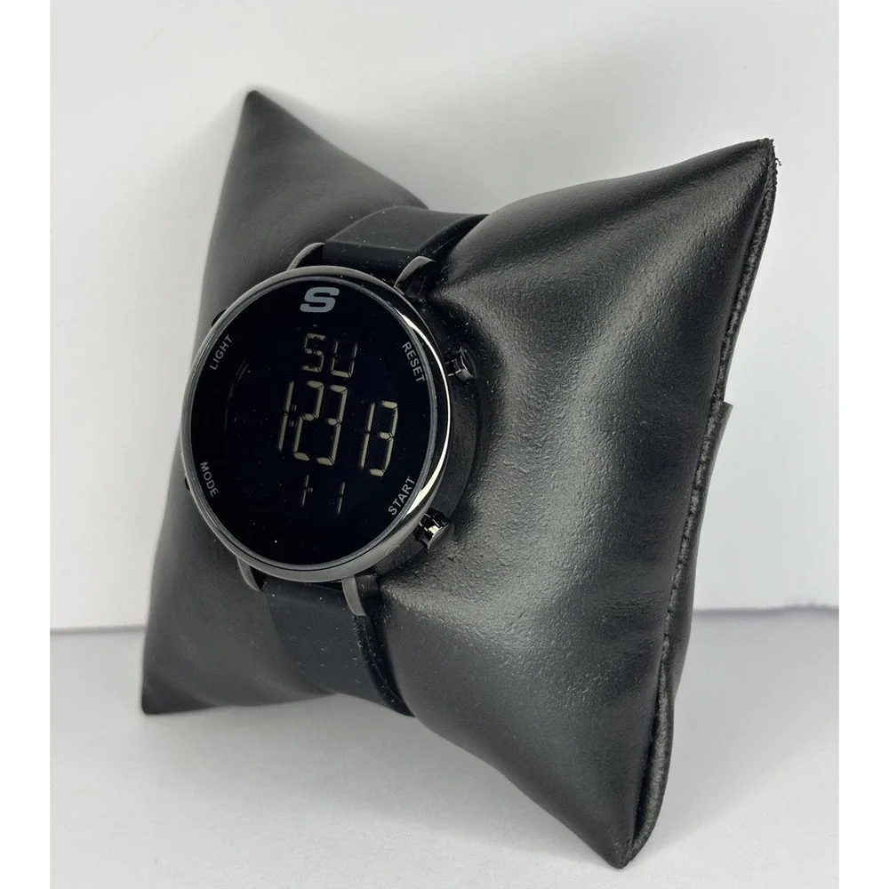 Skechers Digital Watch SR6065‎ Black Silicone Strap 30M Water Resistant New Batt